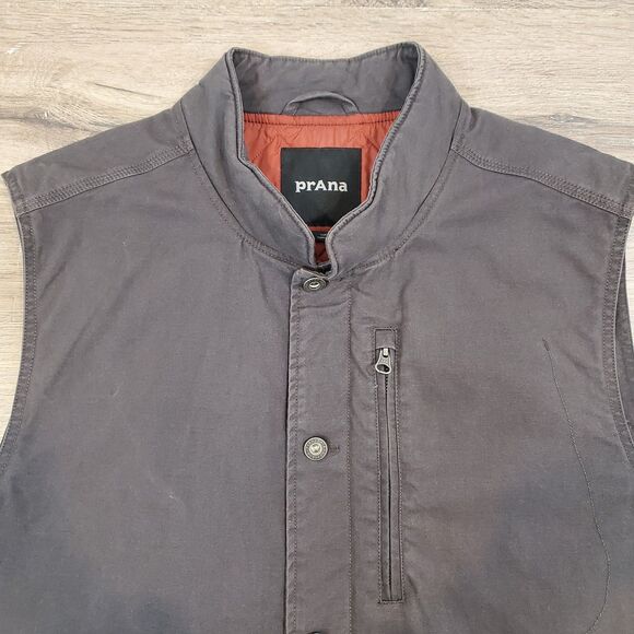 PrAna Mens Trembly Canvas Chore Vest Quilted Gray XXL Workwear Barn Coat Gorp - Picture 4 of 13